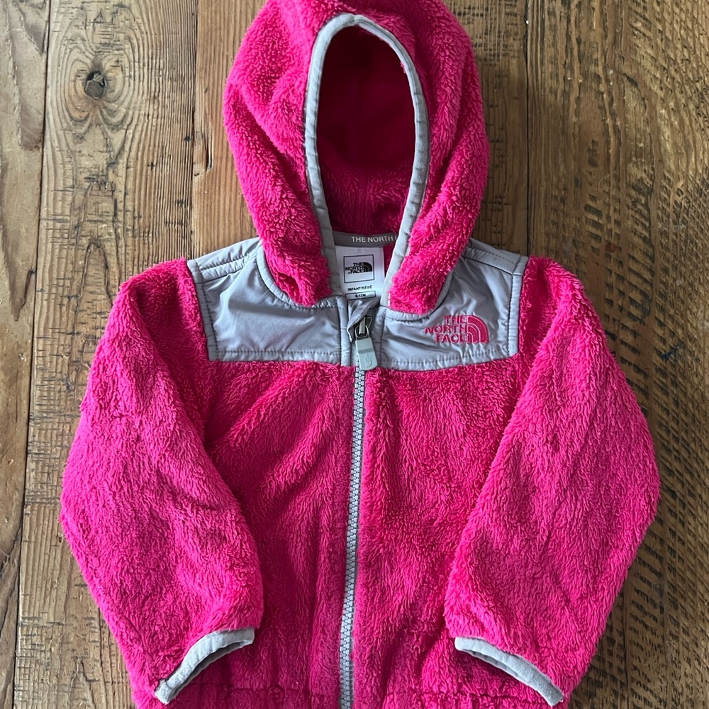 The North Face Hot Pink and Gray Hooded Fleece